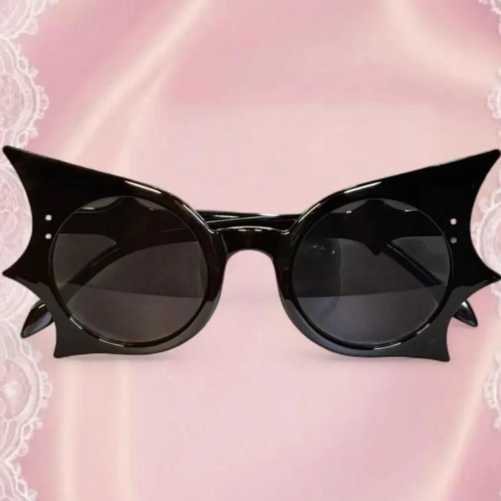 Cat Eye Spiked Gothic Grunge Y2K 1990s Black Grey Sunglass Women's Sunglasses
